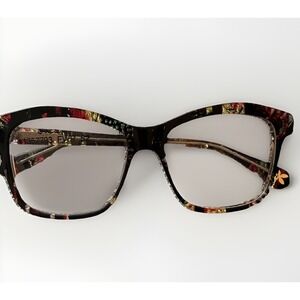 Christian Lacroix Eyeglasses Frames CL1076 52-15-140 Black Floral Cat Eye Women